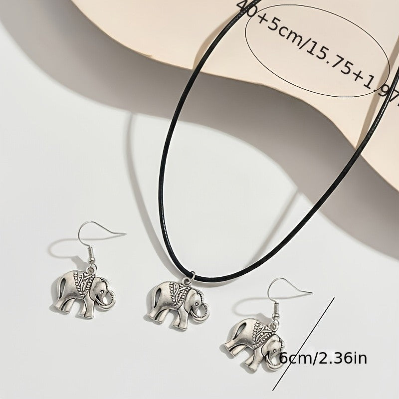 Vintage Inspired Elephant Necklace Set