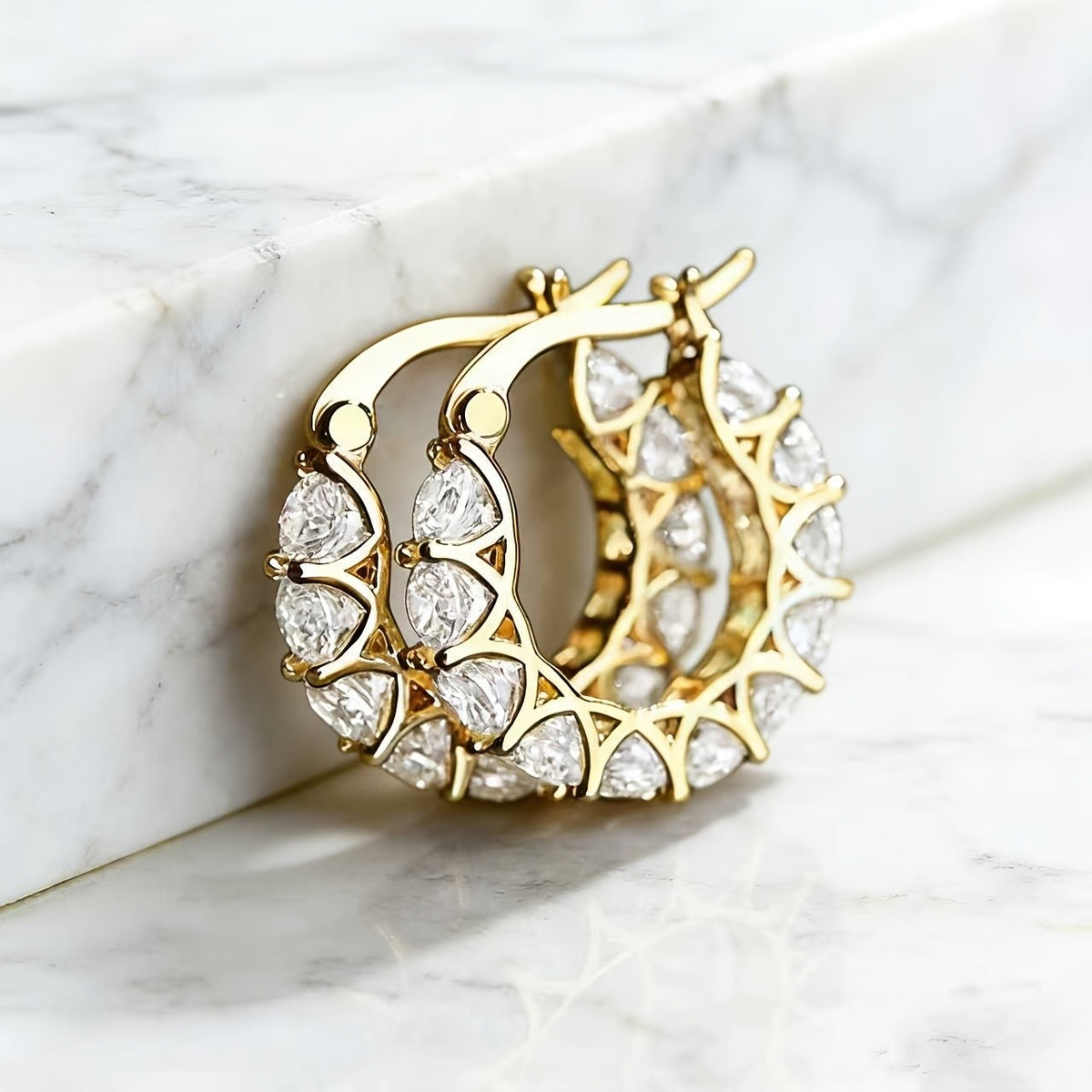 Elegant Zirconia Lace Hoop Earrings
