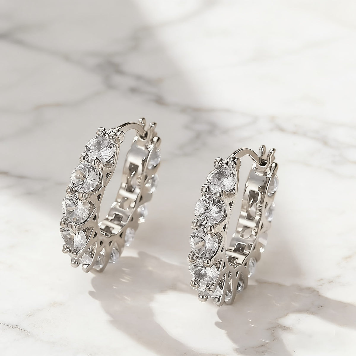 Elegant Zirconia Lace Hoop Earrings