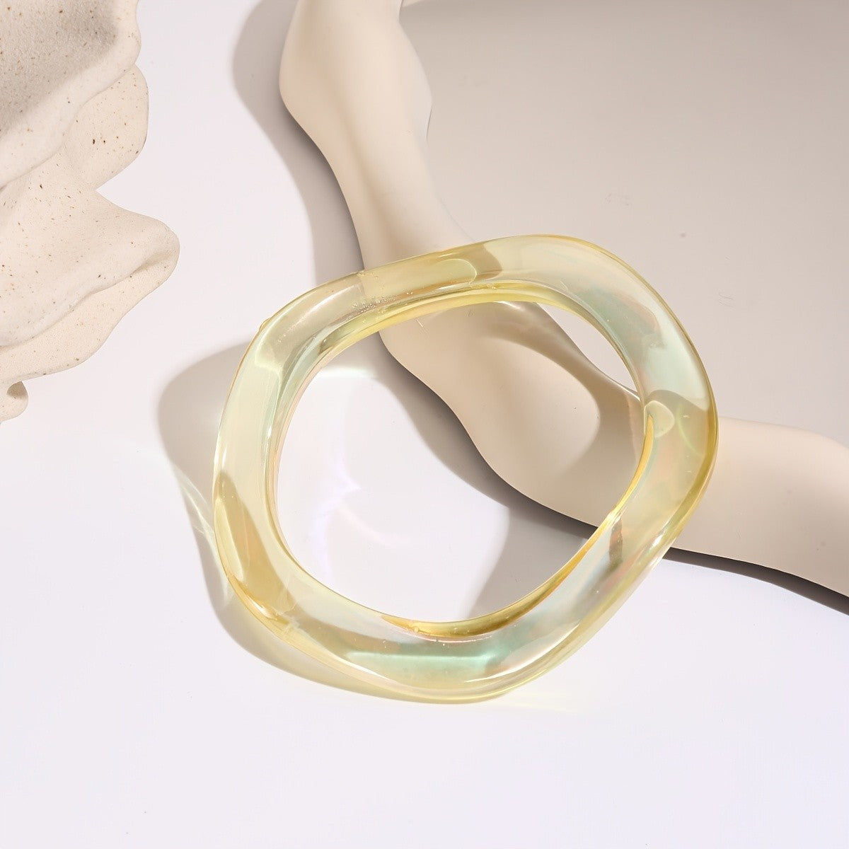 Boho Translucent Wavy Acrylic Cuff Bracelet