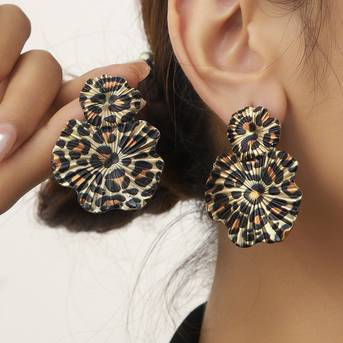 Leopard Print Bow Drop Earrings