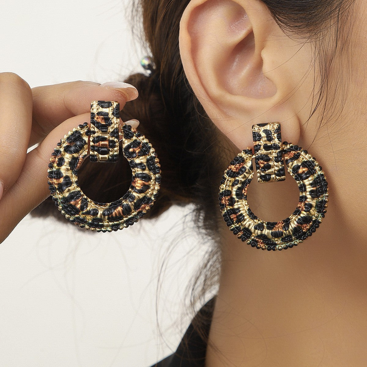 Leopard Print Bow Drop Earrings