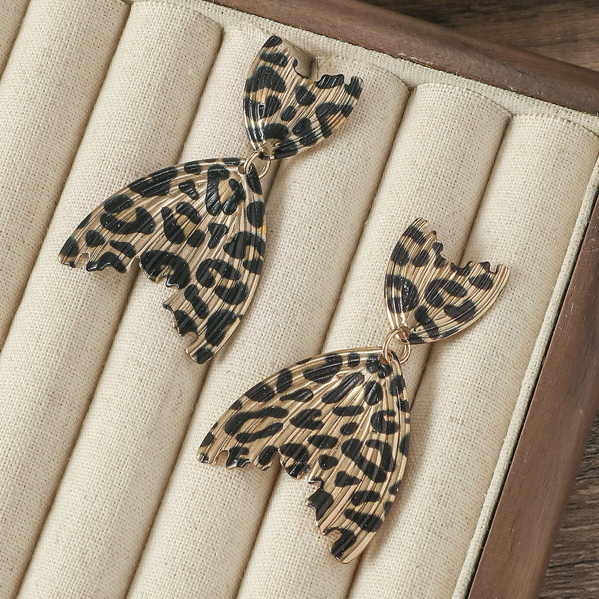 Leopard Print Bow Drop Earrings