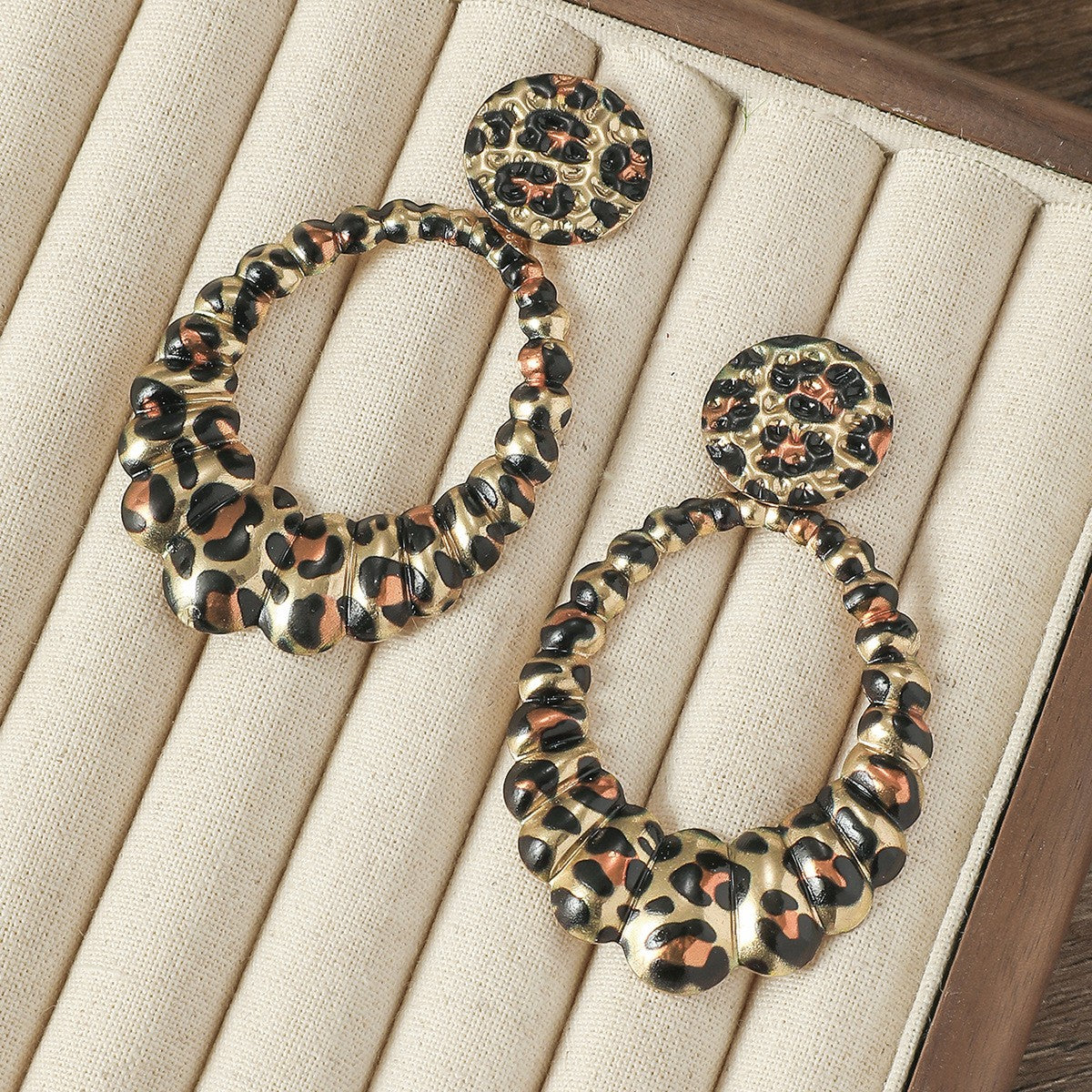 Leopard Print Bow Drop Earrings