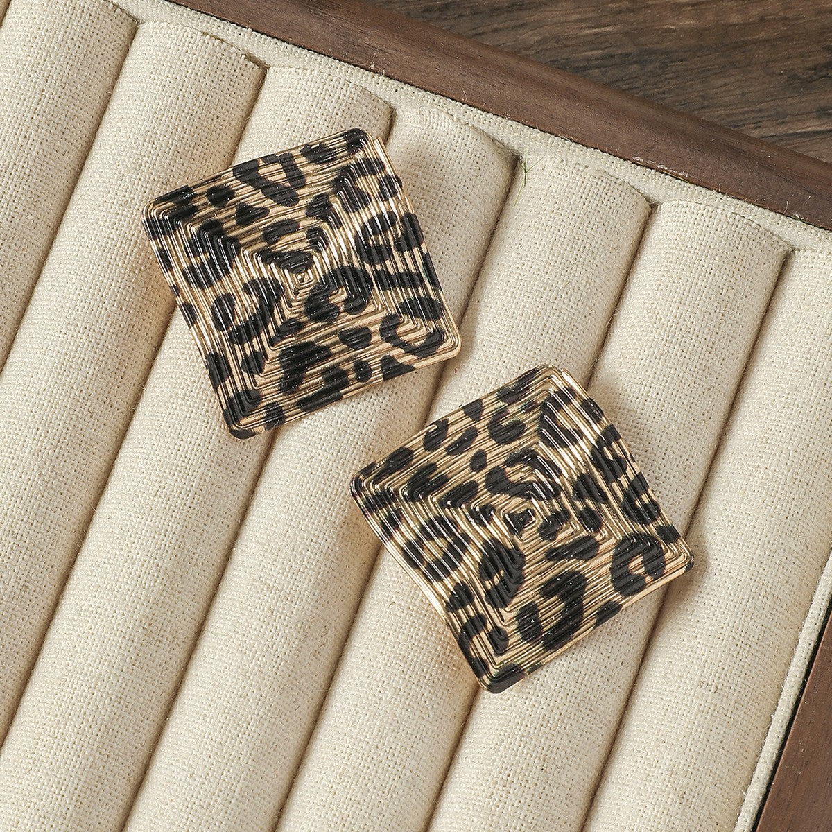Leopard Print Bow Drop Earrings