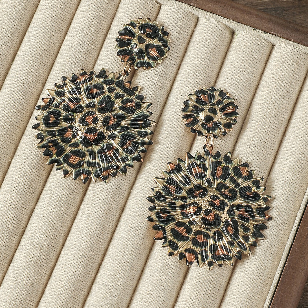 Leopard Print Bow Drop Earrings