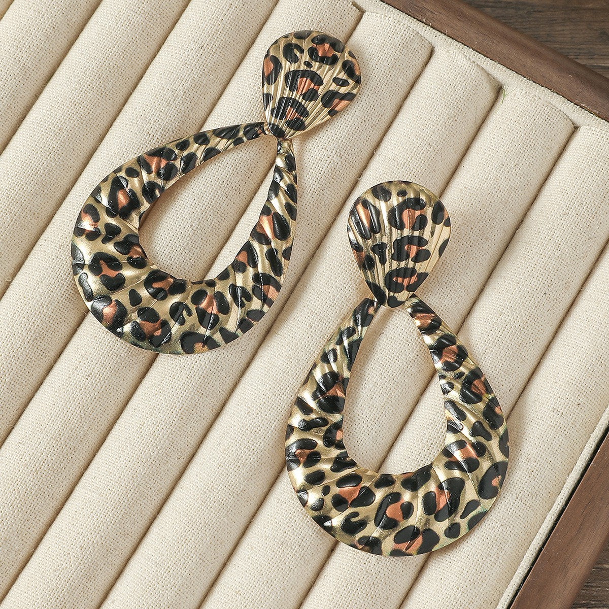 Leopard Print Bow Drop Earrings