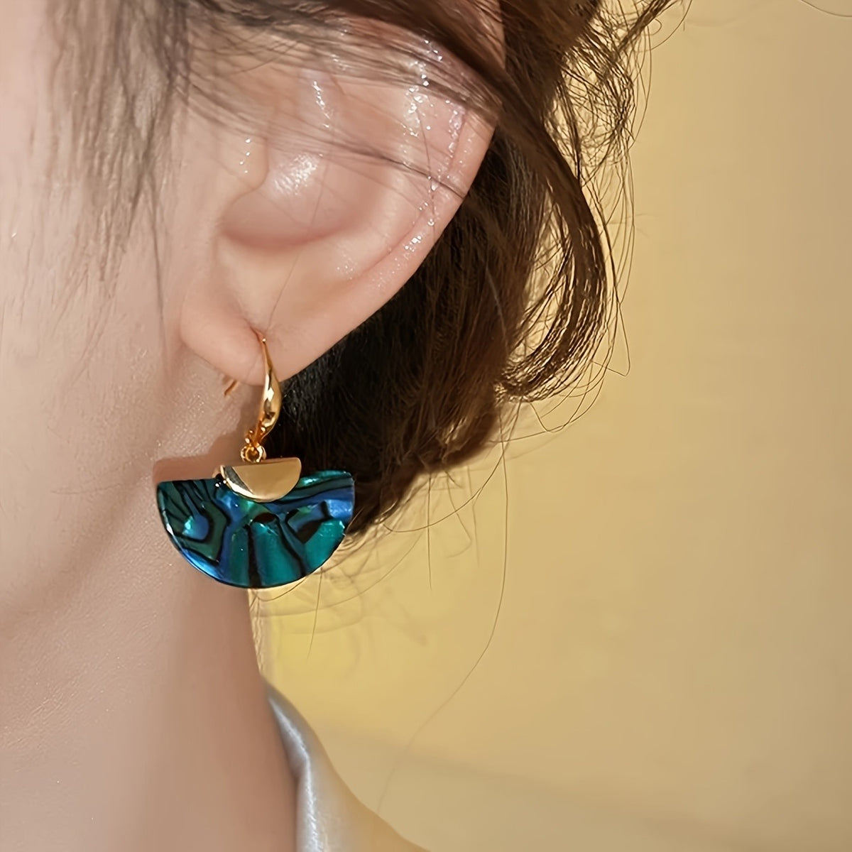 Boho Iridescent Fan Earrings