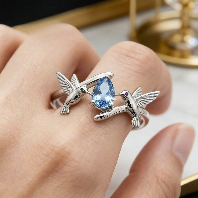 Romantic Hummingbird Moissanite Ring