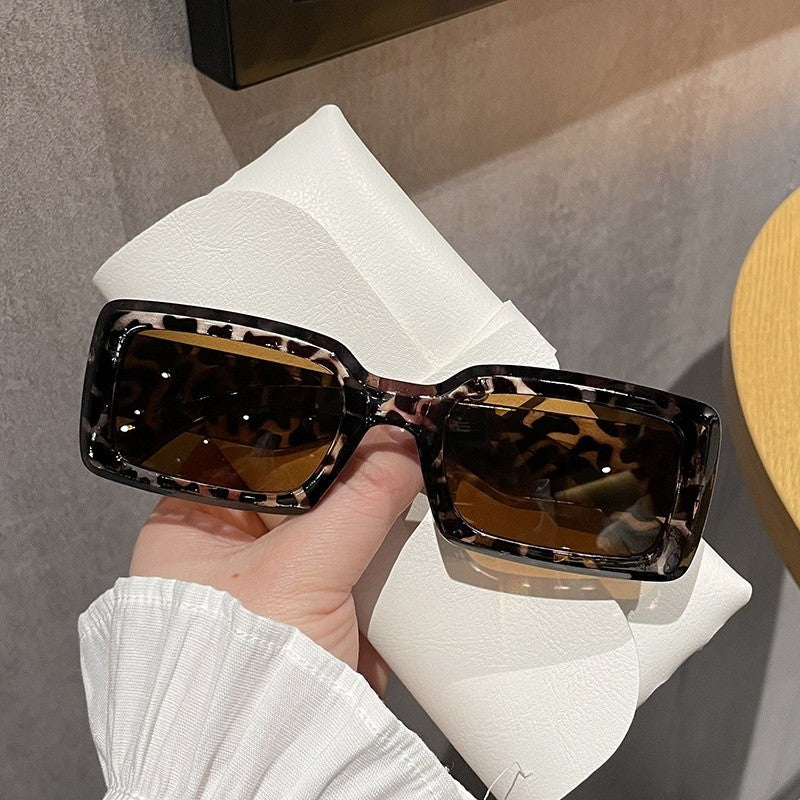 Classy Leopard Print Rectangle Sunglasses