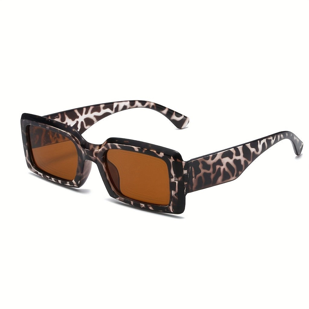 Classy Leopard Print Rectangle Sunglasses