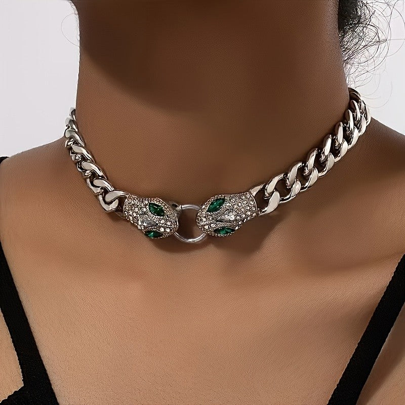 14k Vintage Snake Head Choker Necklace