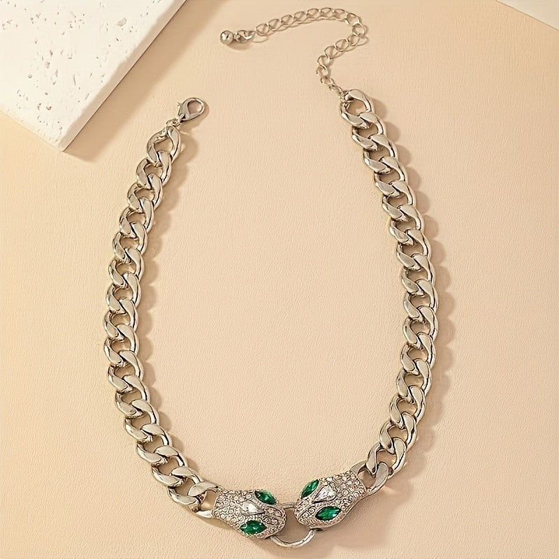 14k Vintage Snake Head Choker Necklace