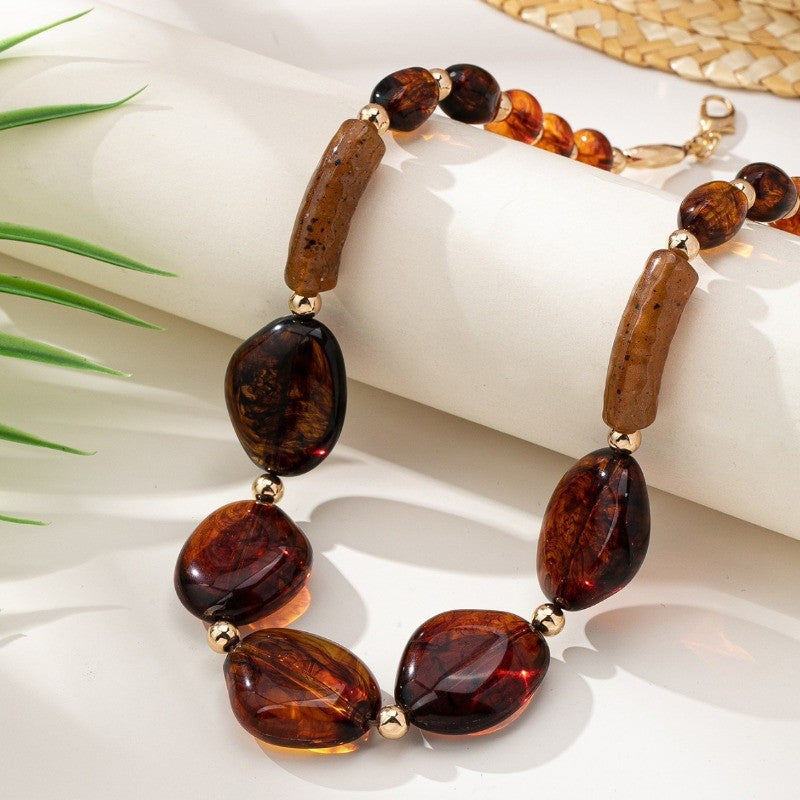 Vintage Amber Chunky Bead Necklace