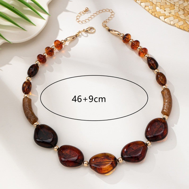 Vintage Amber Chunky Bead Necklace