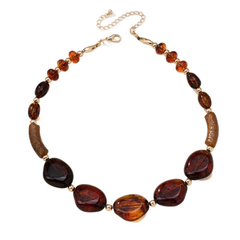 Vintage Amber Chunky Bead Necklace