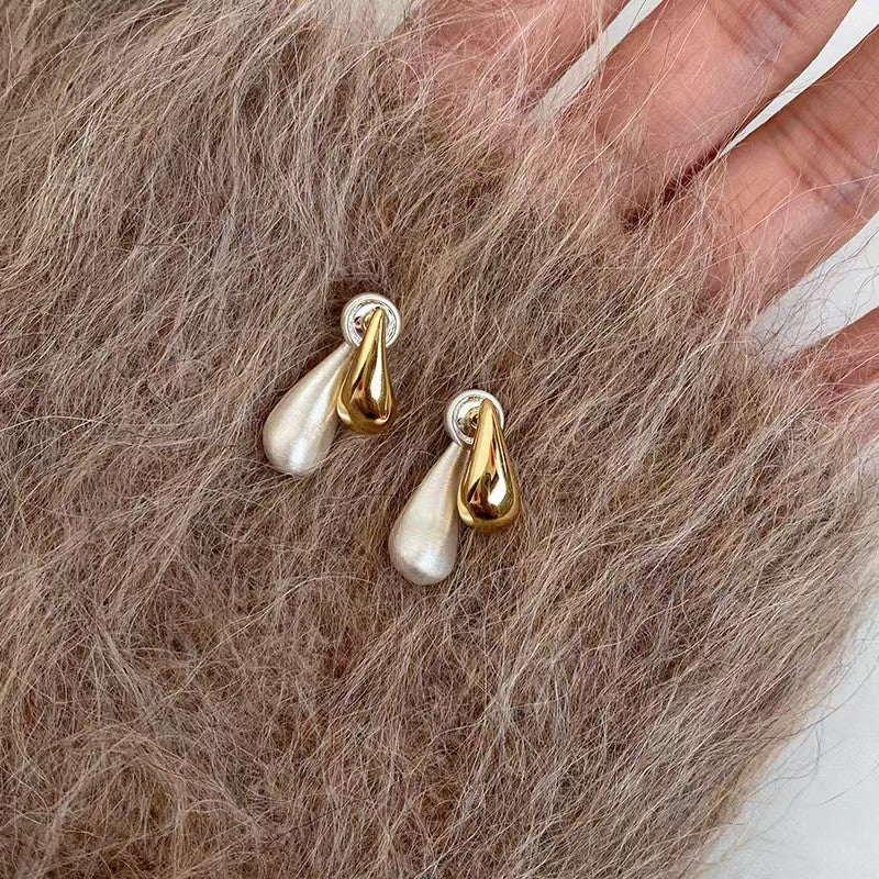Classy Two-Tone Teardrop Earrings