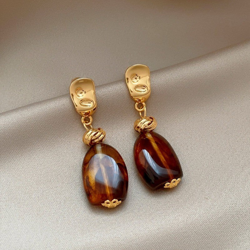 S925 Elegant Amber Drop Earrings