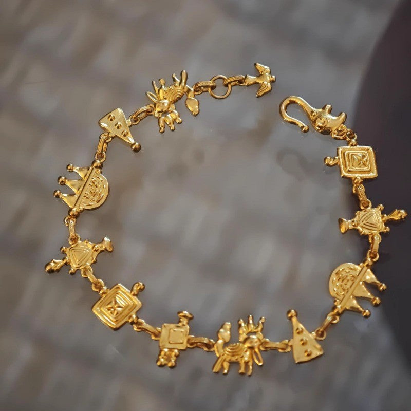 Vintage Egyptian Hieroglyph Charm Bracelet