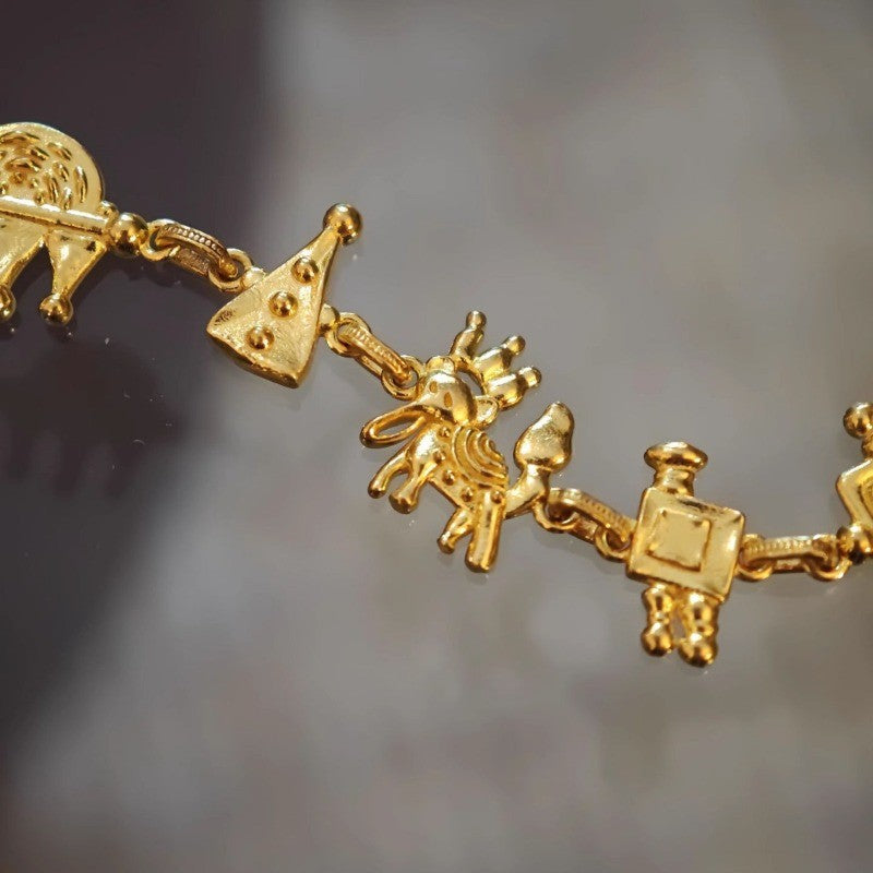 Vintage Egyptian Hieroglyph Charm Bracelet