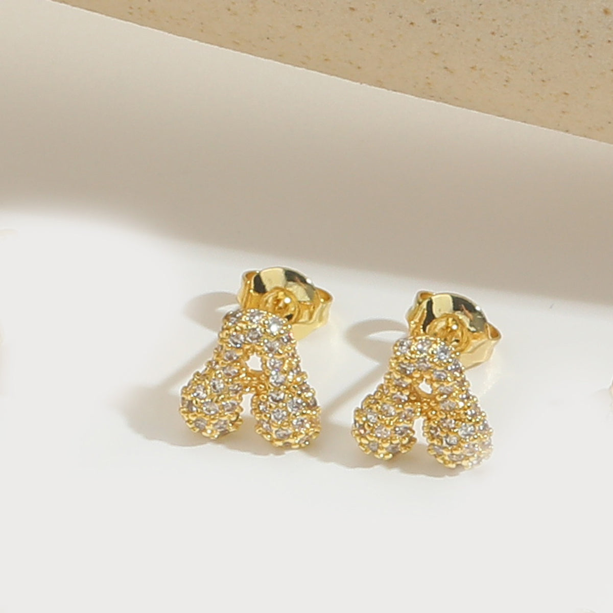 Elegant Zircon Initial Letter Stud Earrings
