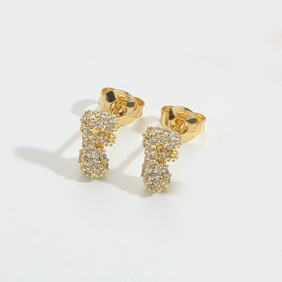 Elegant Zircon Initial Letter Stud Earrings