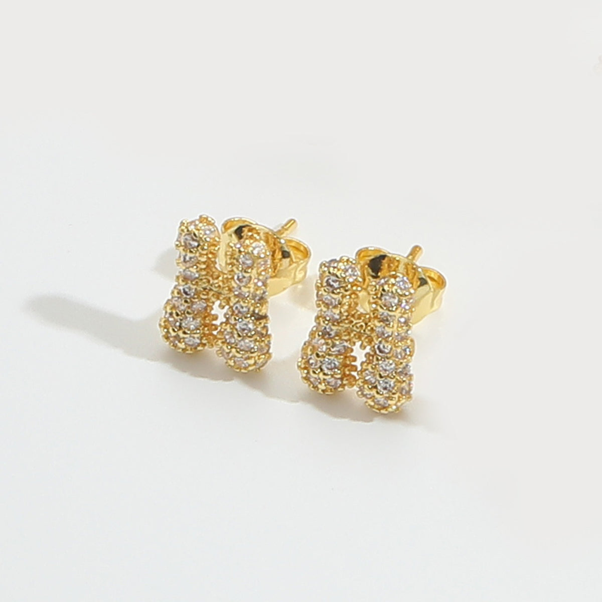 Elegant Zircon Initial Letter Stud Earrings