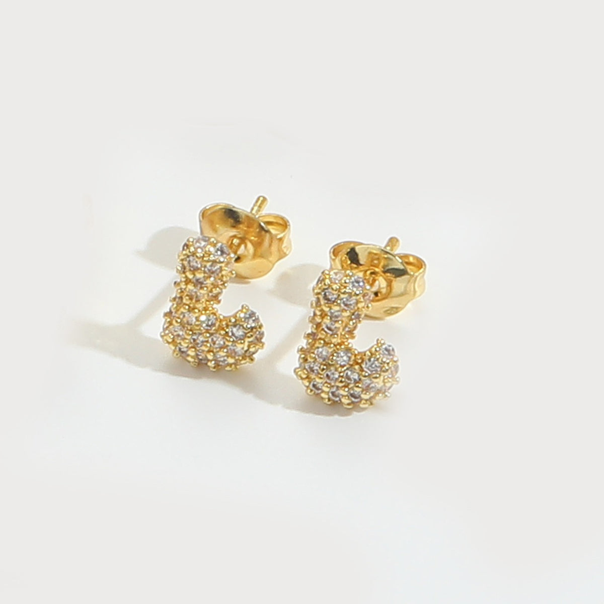 Elegant Zircon Initial Letter Stud Earrings