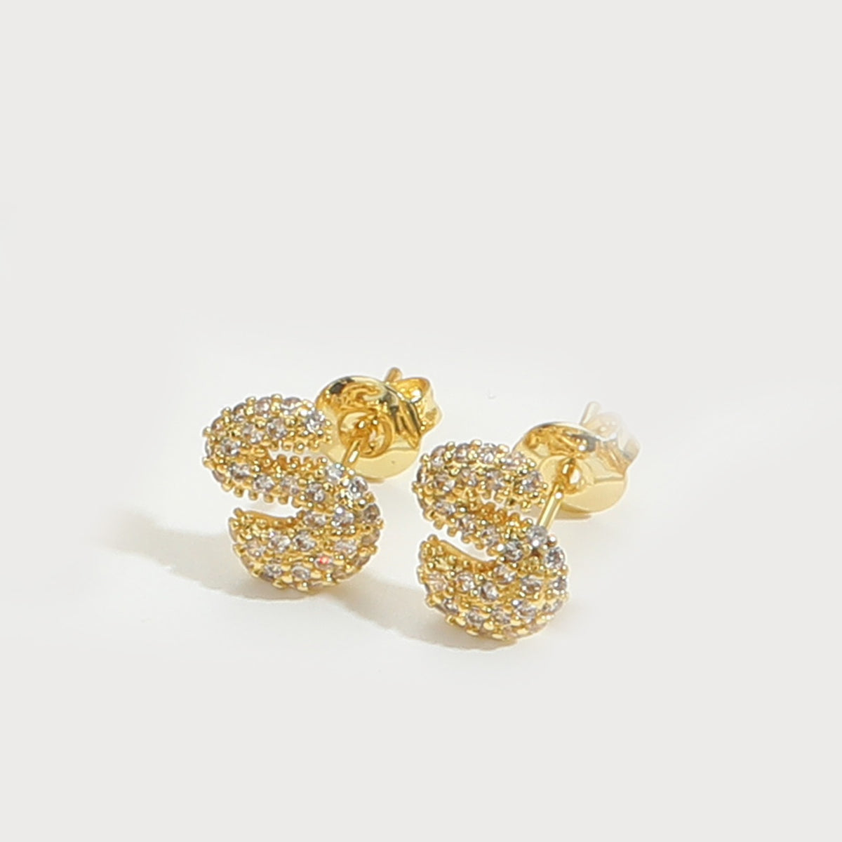 Elegant Zircon Initial Letter Stud Earrings