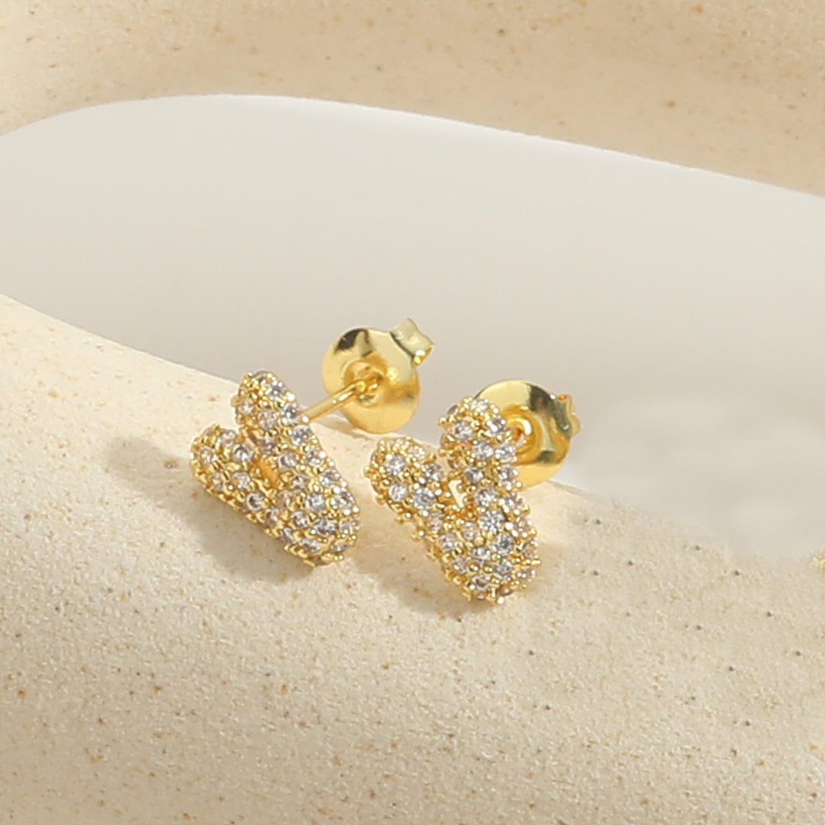 Elegant Zircon Initial Letter Stud Earrings