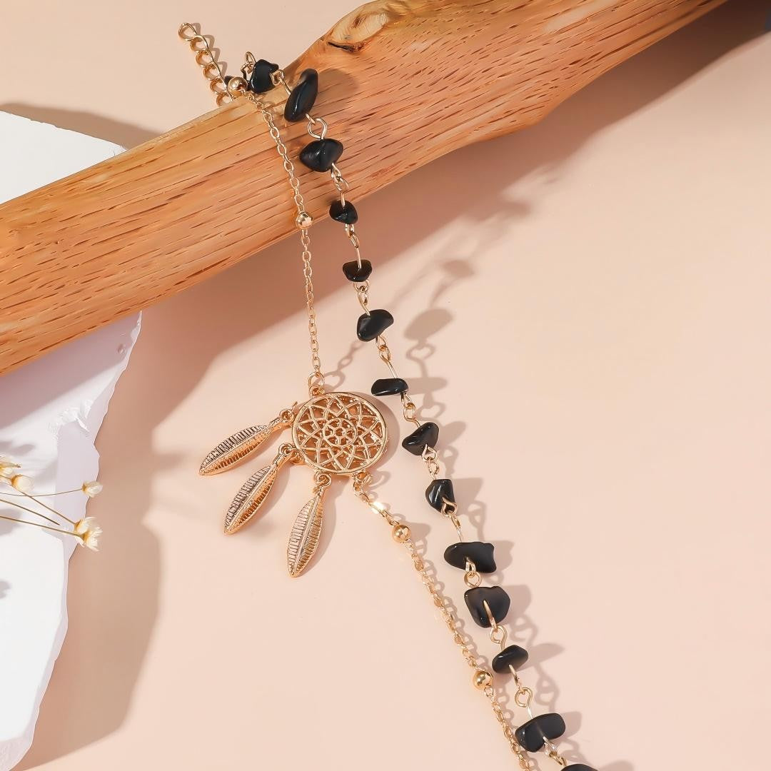 Boho Vintage Dreamcatcher Feather Anklet