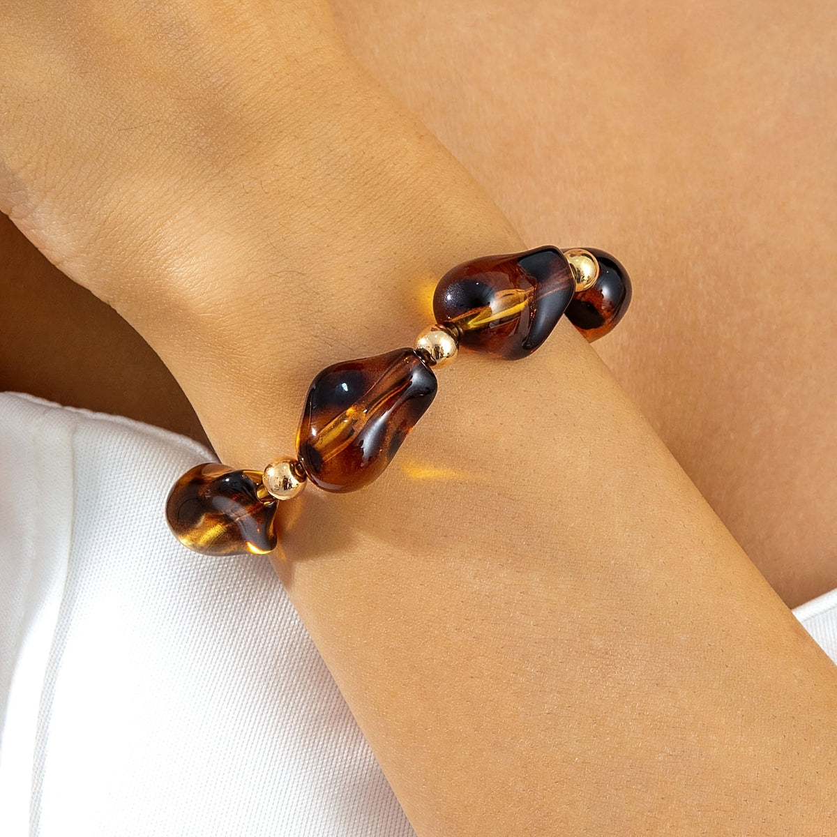 Vintage Amber Teardrop Acrylic Bracelet