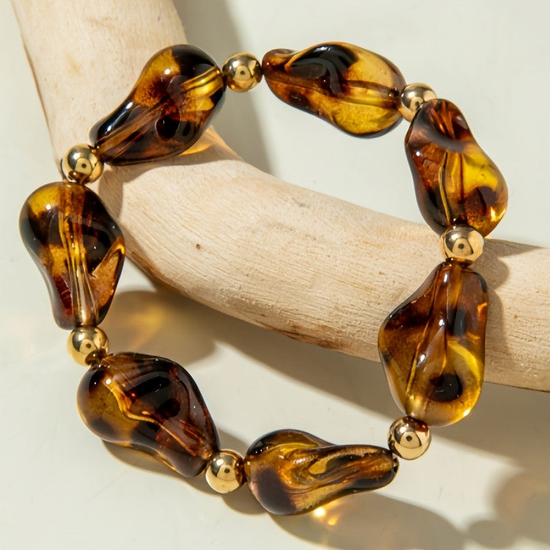 Vintage Amber Teardrop Acrylic Bracelet