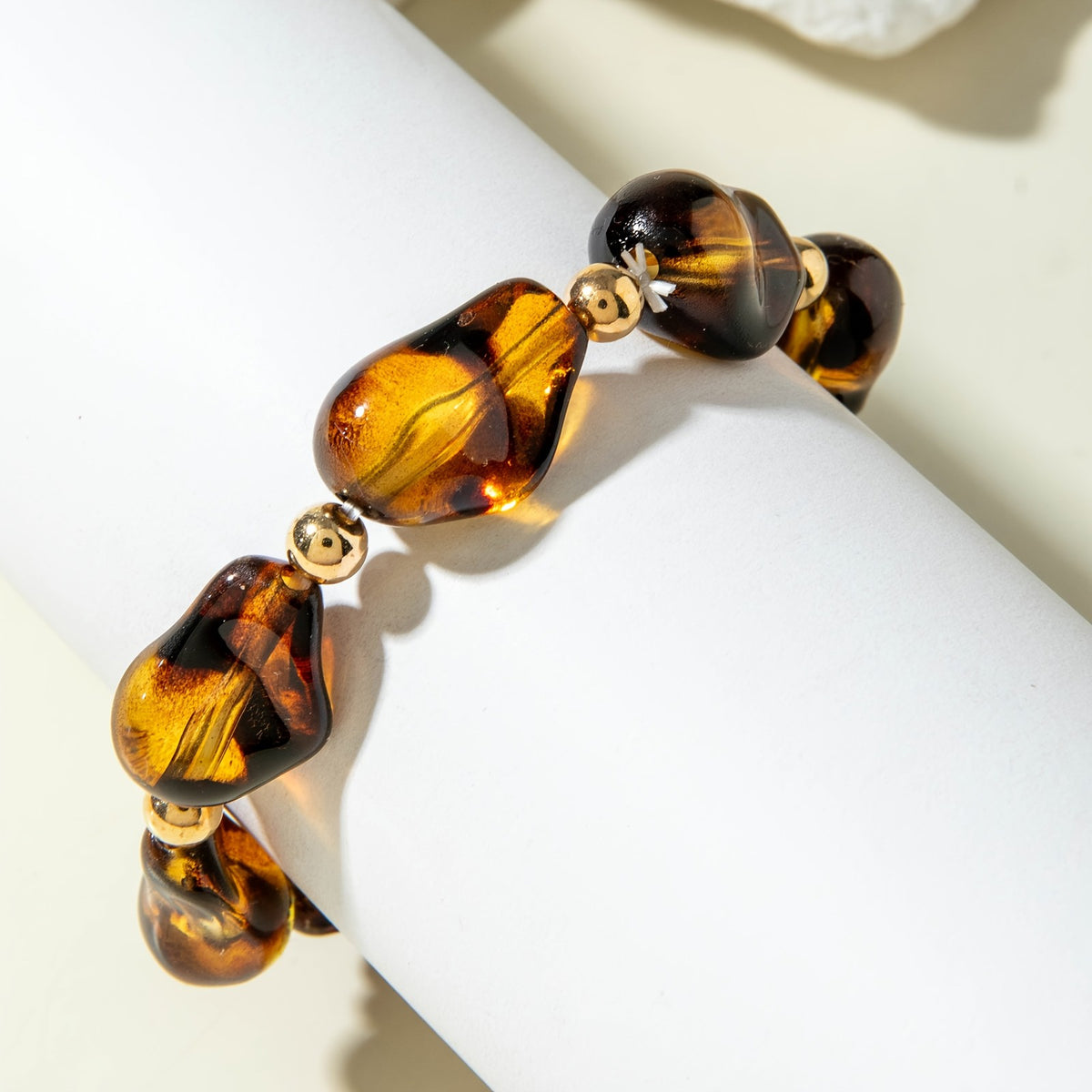 Vintage Amber Teardrop Acrylic Bracelet
