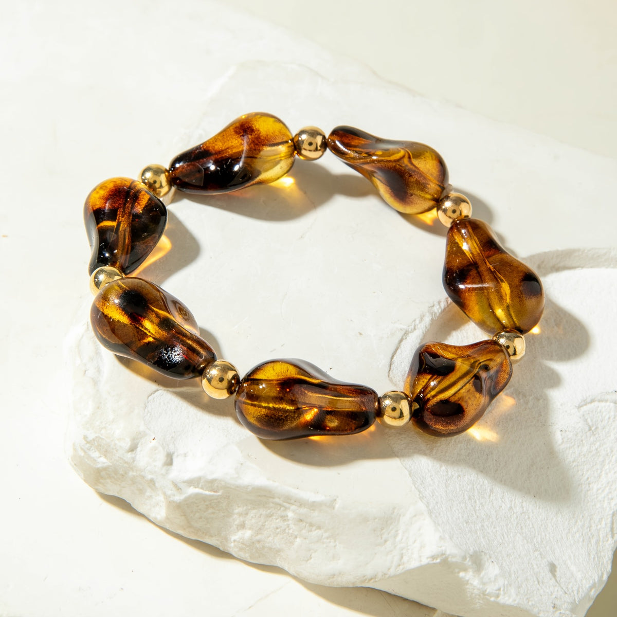 Vintage Amber Teardrop Acrylic Bracelet