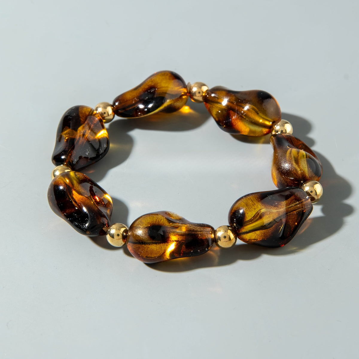 Vintage Amber Teardrop Acrylic Bracelet
