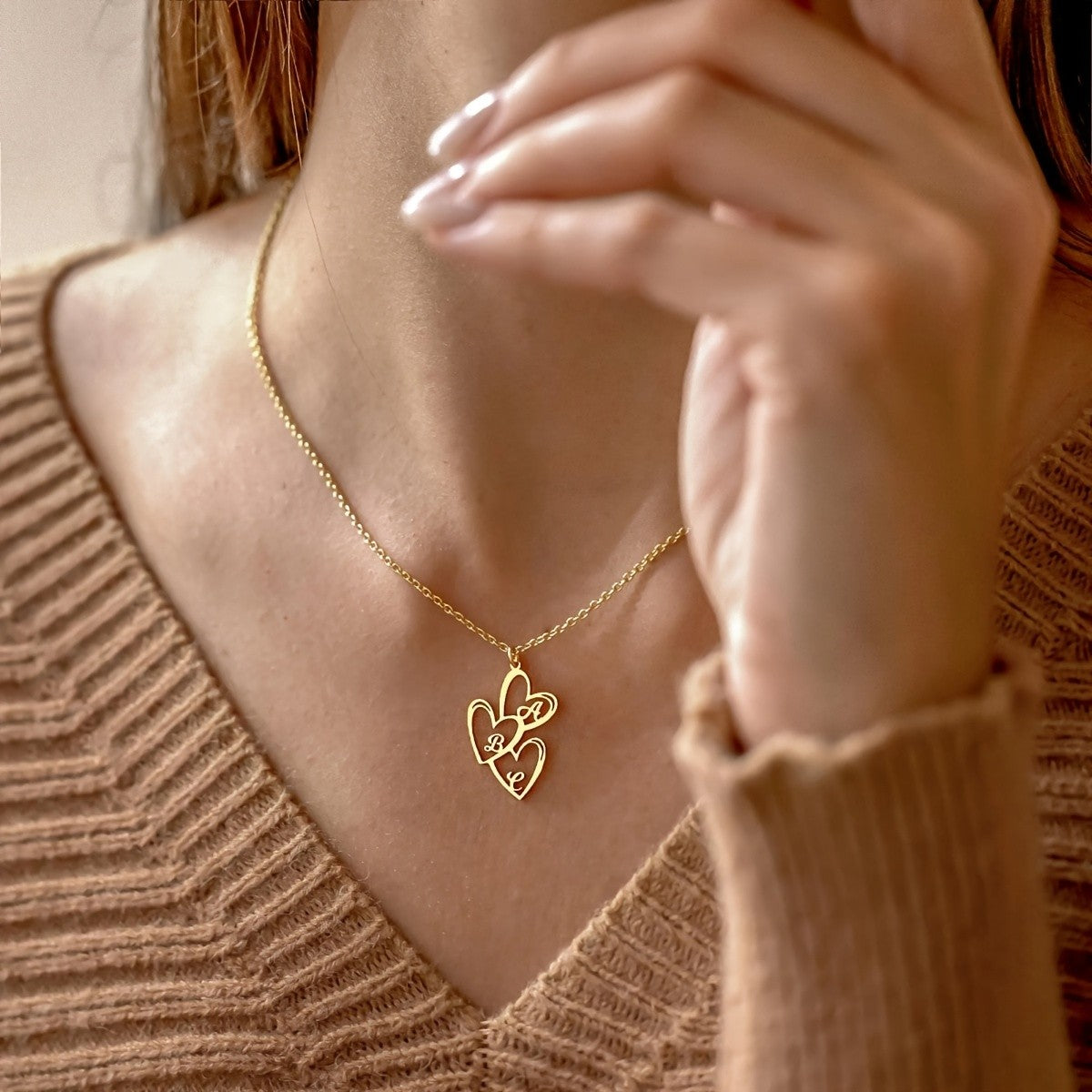 18k Elegant Heart Initial Necklace