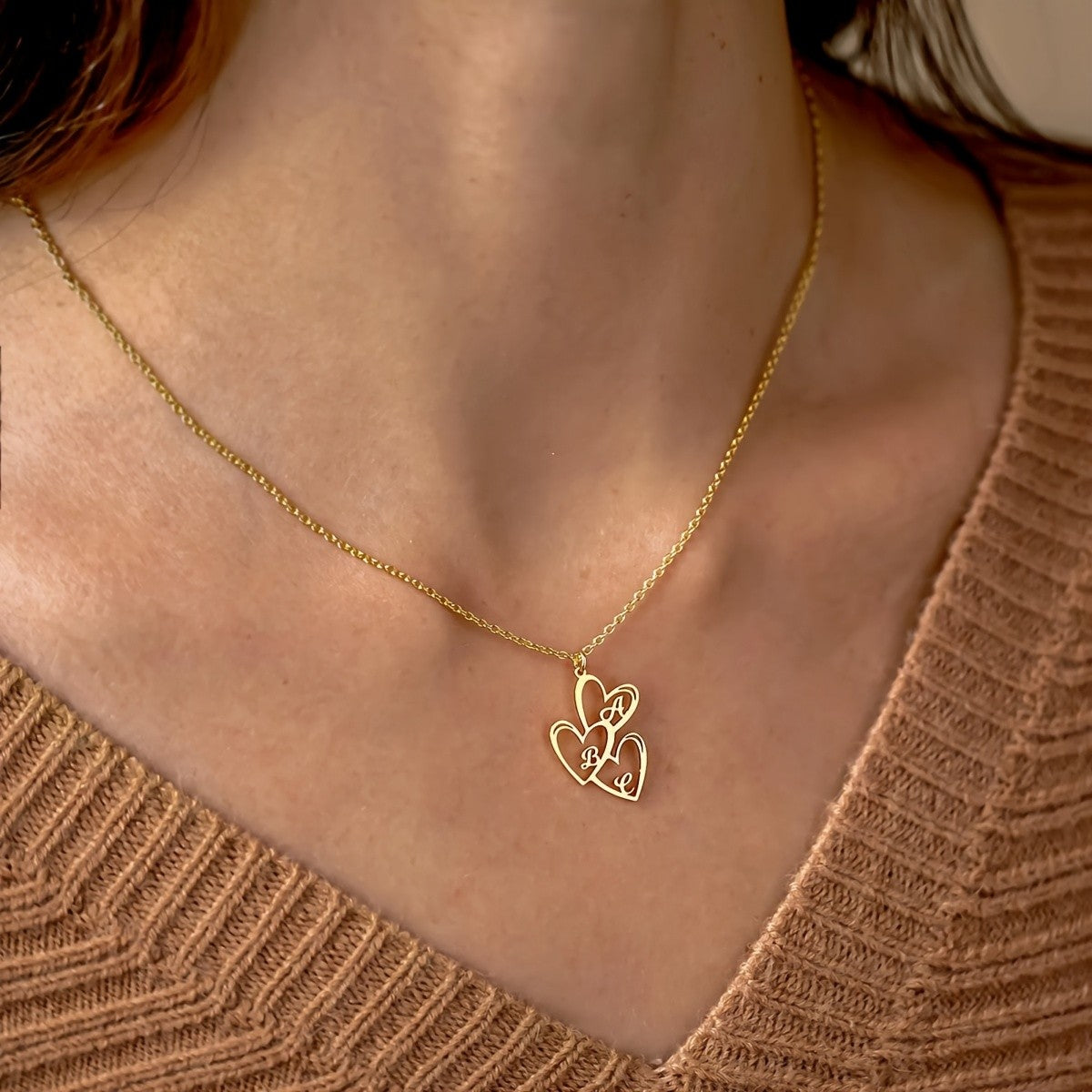 18k Elegant Heart Initial Necklace