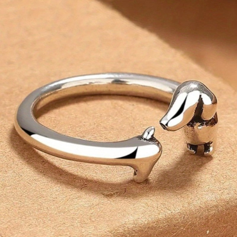 Cute Dachshund Dog Adjustable Ring