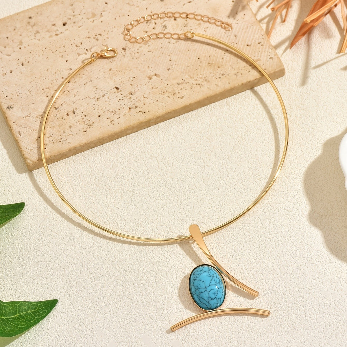 Boho Turquoise Geometric Choker Necklace