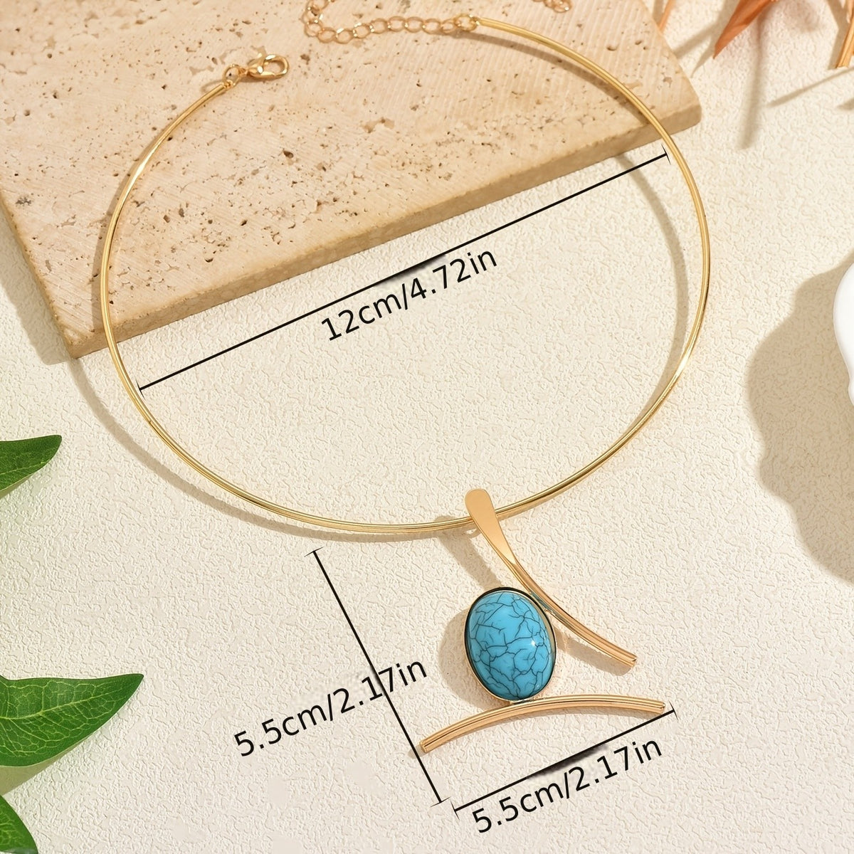 Boho Turquoise Geometric Choker Necklace