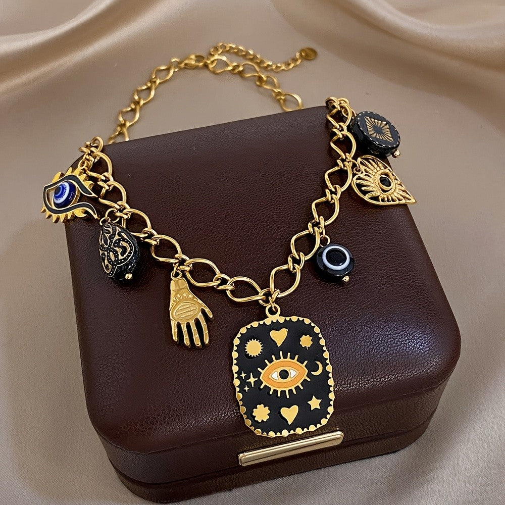 Boho Evil Eye Charm Necklace