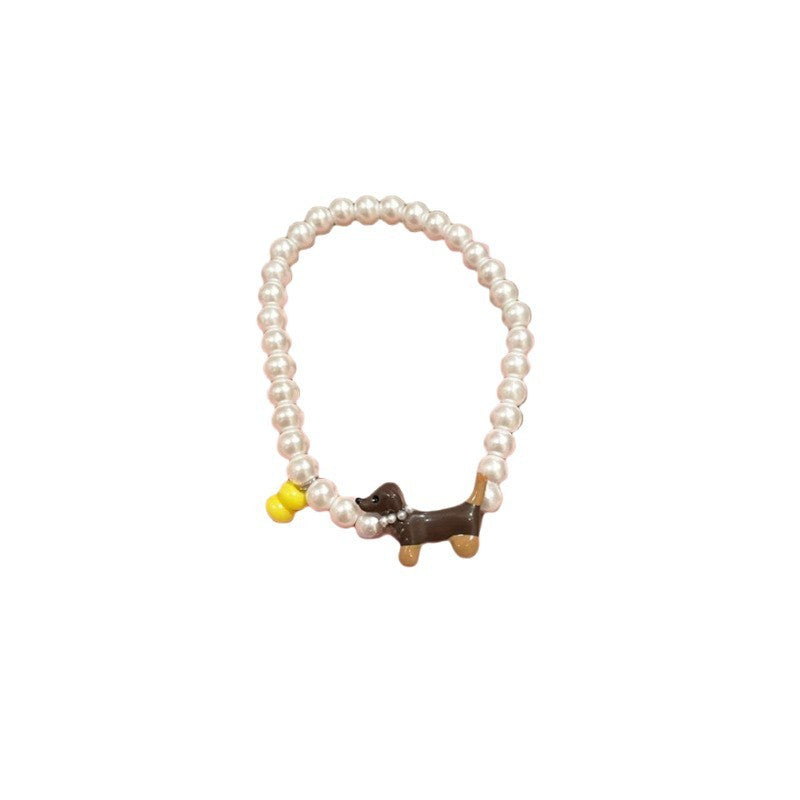 Dainty Dachshund Pearl Bracelet