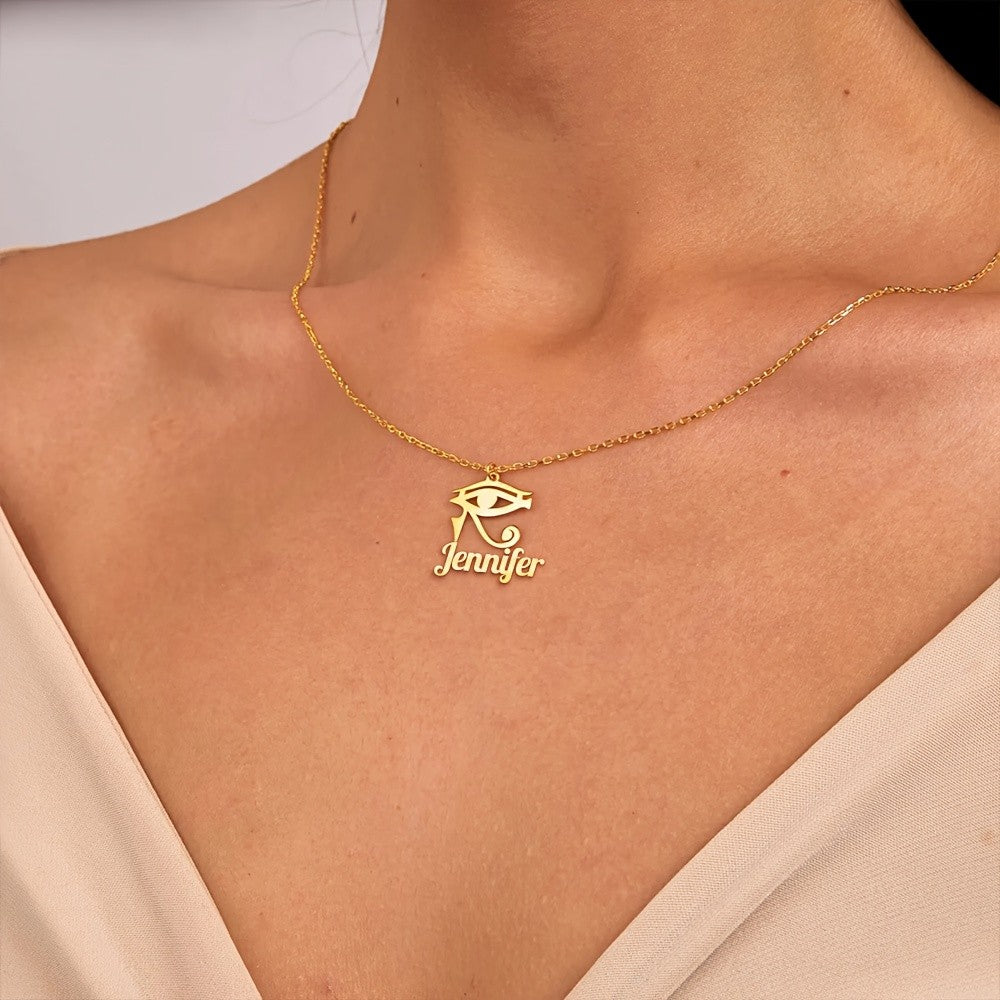 18k Elegant Eye of Horus Name Necklace