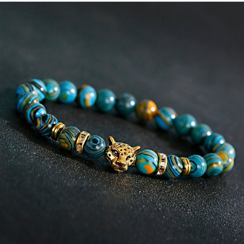 Boho Marbled Leopard Charm Bracelet