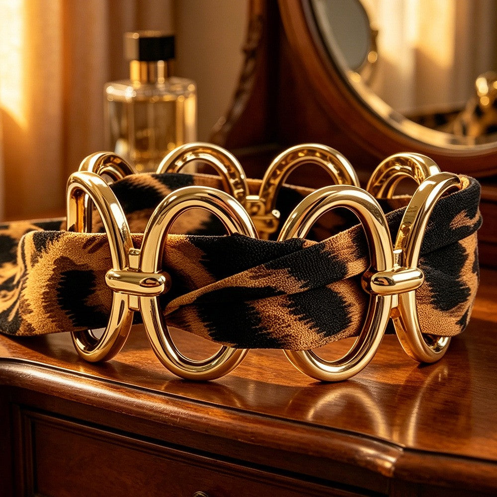 Classy Leopard Print Scarf Link Bracelet