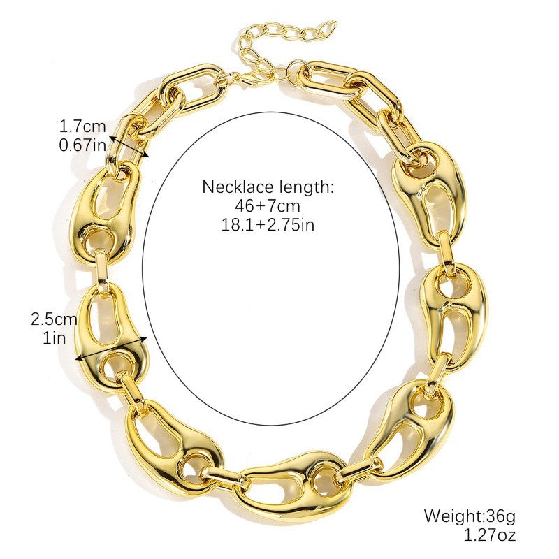 Classy Polished Hollow Oval Link Necklace