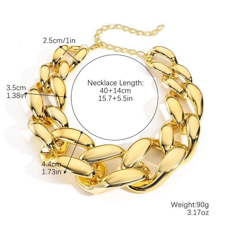 Classy Polished Hollow Oval Link Necklace