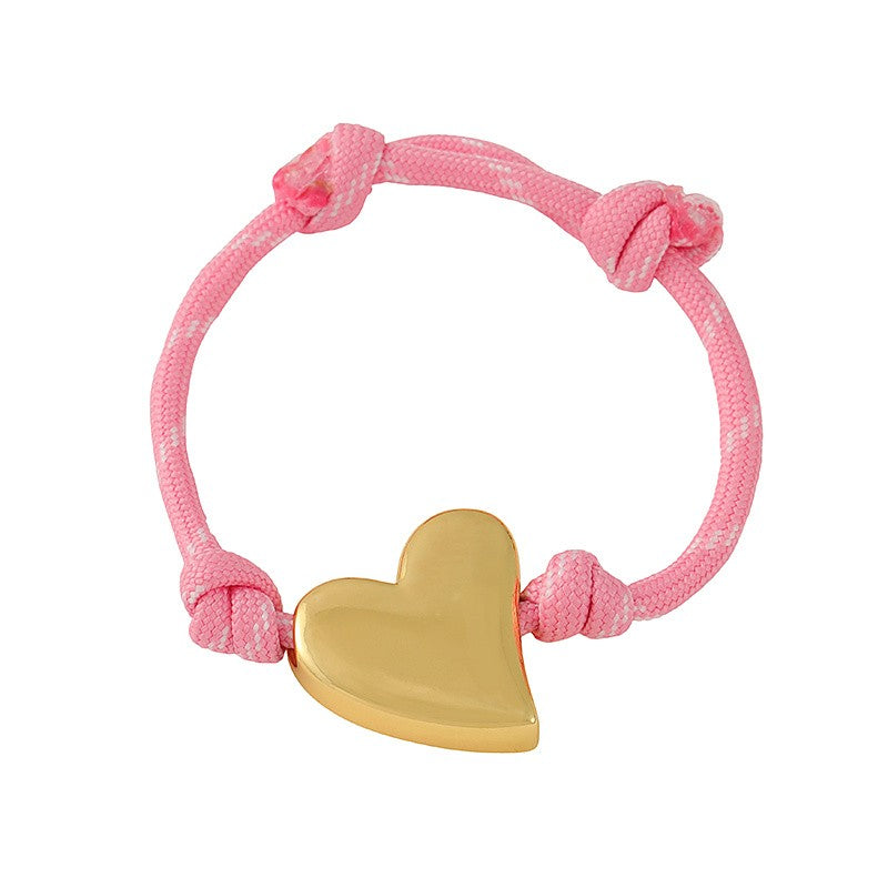 18k Boho Braided Heart Medal Bracelet