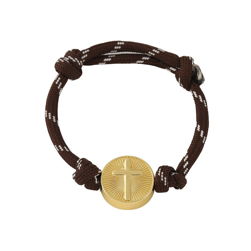 18k Boho Braided Heart Medal Bracelet